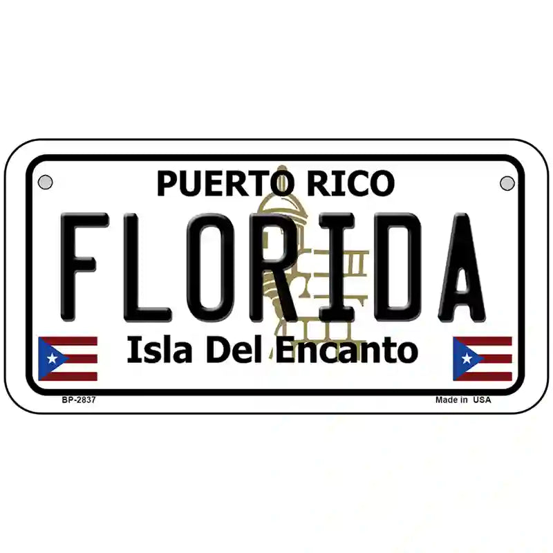 Florida Puerto Rico Metal Novelty License Plate 6" x 3" (BP)