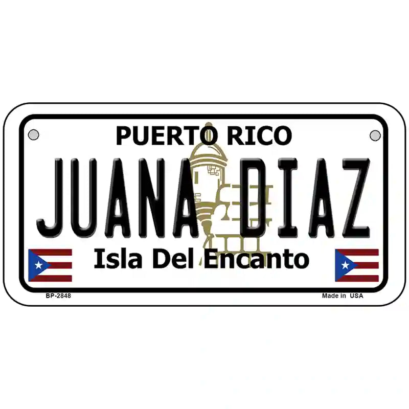 Juana Diaz Puerto Rico Metal Novelty License Plate 6" x 3" (BP)