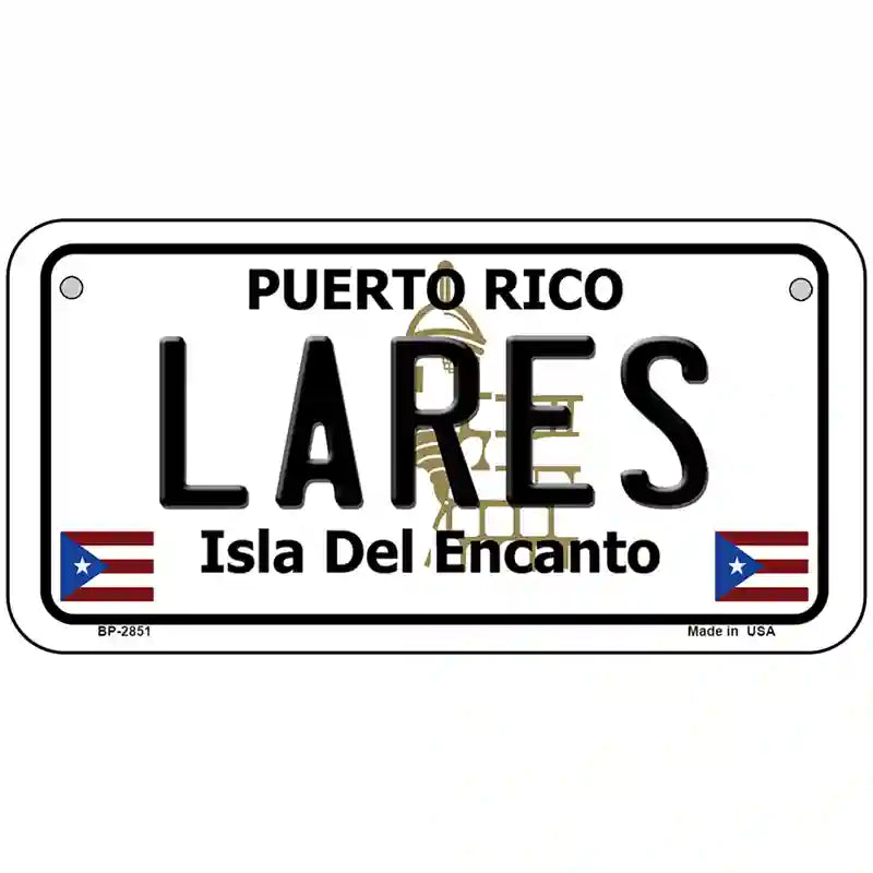 Lares Puerto Rico Metal Novelty License Plate 6" x 3" (BP)