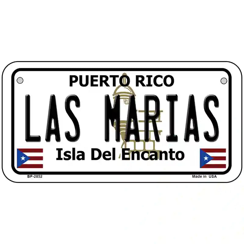 Las Marias Puerto Rico Metal Novelty License Plate 6" x 3" (BP)