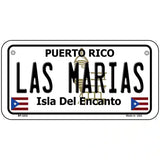 Las Marias Puerto Rico Metal Novelty License Plate 6" x 3" (BP)