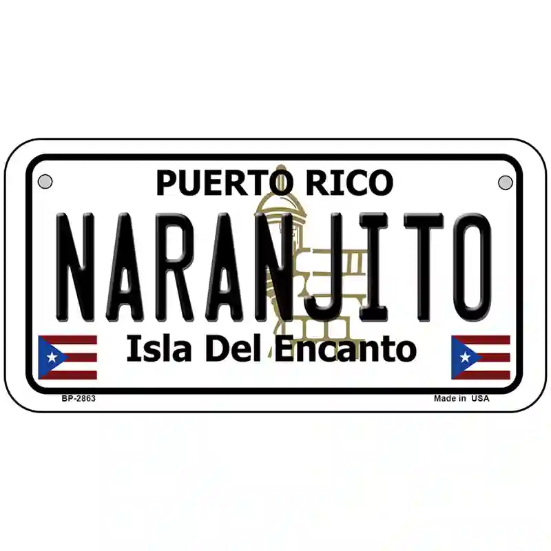 Naranjito Puerto Rico Metal Novelty License Plate 6" x 3" (BP)