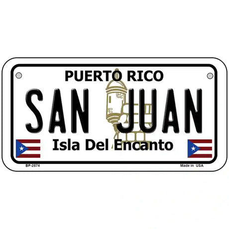 San Juan Puerto Rico Metal Novelty License Plate 6" x 3" (BP)