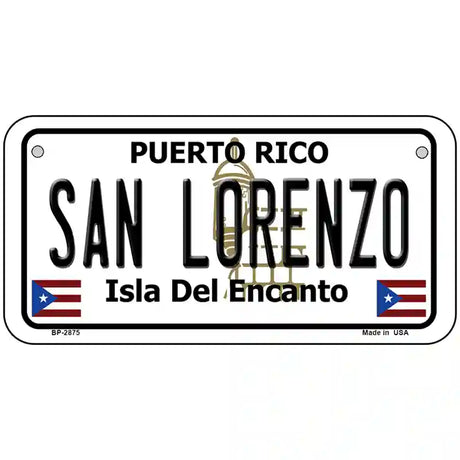 San Lorenzo Puerto Rico Metal Novelty License Plate 6" x 3" (BP)