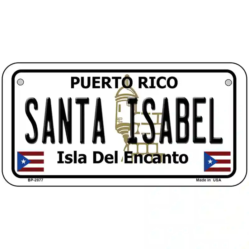 Santa Isabel Puerto Rico Metal Novelty License Plate 6" x 3" (BP)