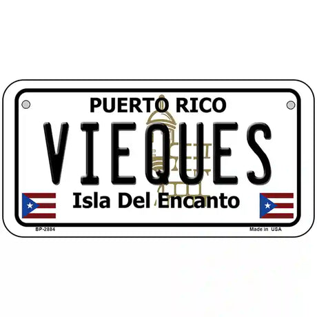 Vieques Puerto Rico Metal Novelty License Plate 6" x 3" (BP)