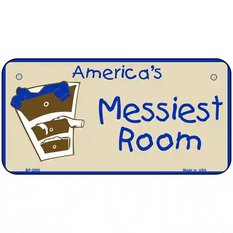 Americas Messiest Room Metal Novelty License Plate 6" x 3" (BP)