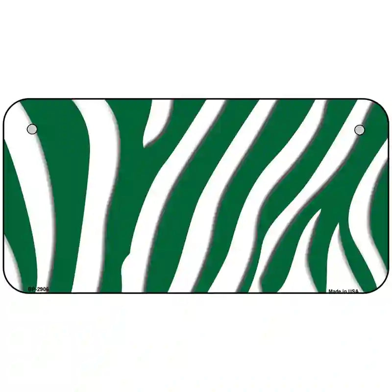 Green White Zebra Metal Novelty License Plate 6" x 3" (BP)