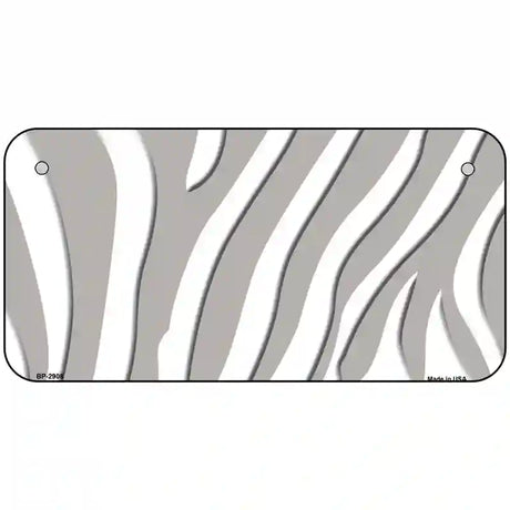 Grey White Zebra Metal Novelty License Plate 6" x 3" (BP)