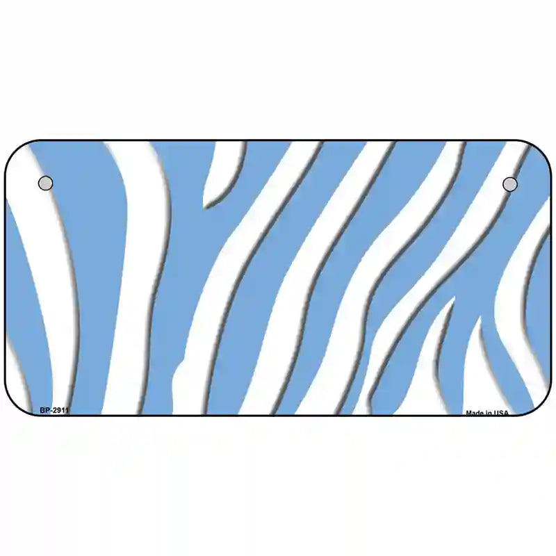 Light Blue White Zebra Metal Novelty License Plate 6" x 3" (BP)