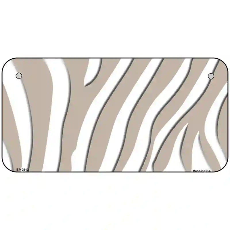 Tan White Zebra Metal Novelty License Plate 6" x 3" (BP)