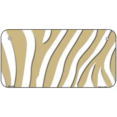 Gold White Zebra Metal Novelty License Plate 6" x 3" (BP)