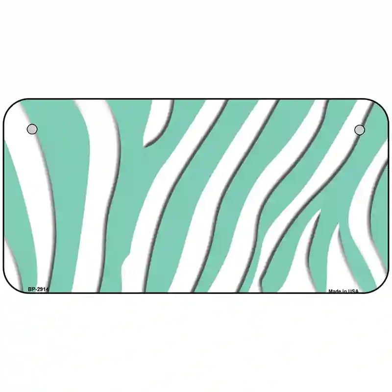 Mint White Zebra Metal Novelty License Plate 6" x 3" (BP)