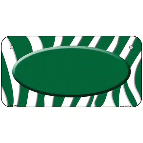 Green White Zebra Green Center Oval Metal Novelty License Plate 6" x 3" (BP)