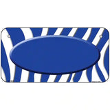 Blue White Zebra Blue Center Oval Metal Novelty License Plate 6" x 3" (BP)