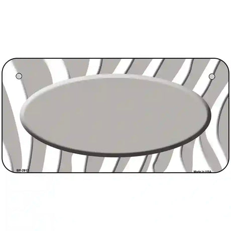 Grey White Zebra Grey Center Oval Metal Novelty License Plate 6" x 3" (BP)