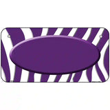 Purple White Zebra Purple Center Oval Metal Novelty License Plate 6" x 3" (BP)