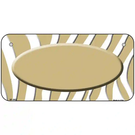 Gold White Zebra Gold Center Oval Metal Novelty License Plate 6" x 3" (BP)