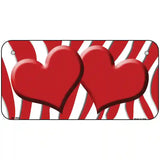 Red White Zebra Red Centered Hearts Novelty License Plate 6" x 3" (BP)