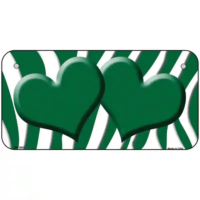 Green White Zebra Green Centered Hearts Novelty License Plate 6" x 3" (BP)