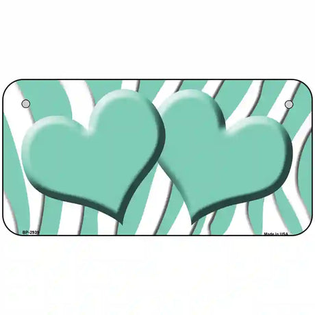 Mint White Zebra Mint Centered Hearts Novelty License Plate 6" x 3" (BP)