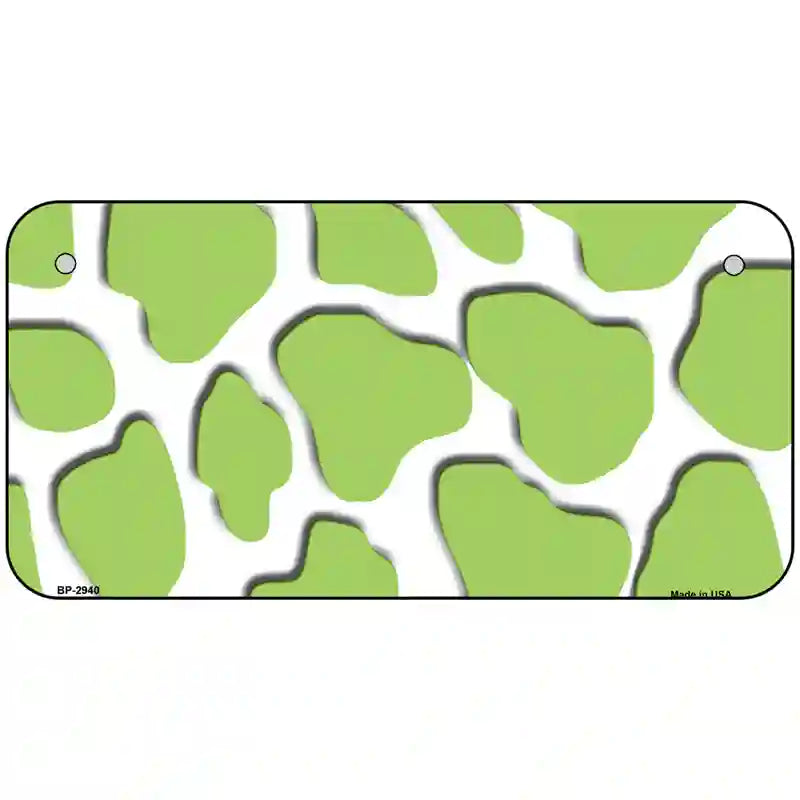 Lime Green White Giraffe Metal Novelty License Plate 6" x 3" (BP)