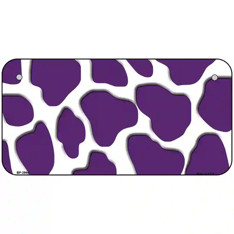 Purple White Giraffe Metal Novelty License Plate 6" x 3" (BP)