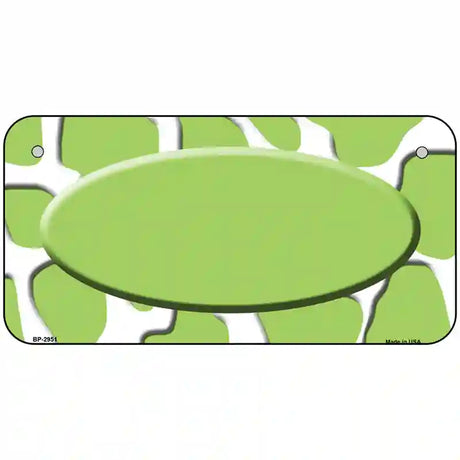 Lime Green White Giraffe Lime Green Center Oval Metal Novelty License Plate 6" x 3" (BP)