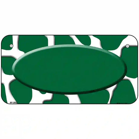 Green White Giraffe Green Center Oval Metal Novelty License Plate 6" x 3" (BP)