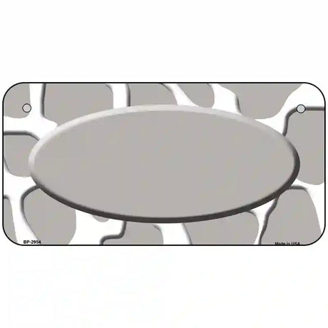 Grey White Giraffe Grey Center Oval Metal Novelty License Plate 6" x 3" (BP)