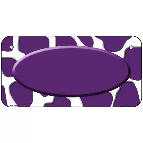 Purple White Giraffe Purple Center Oval Metal Novelty License Plate 6" x 3" (BP)