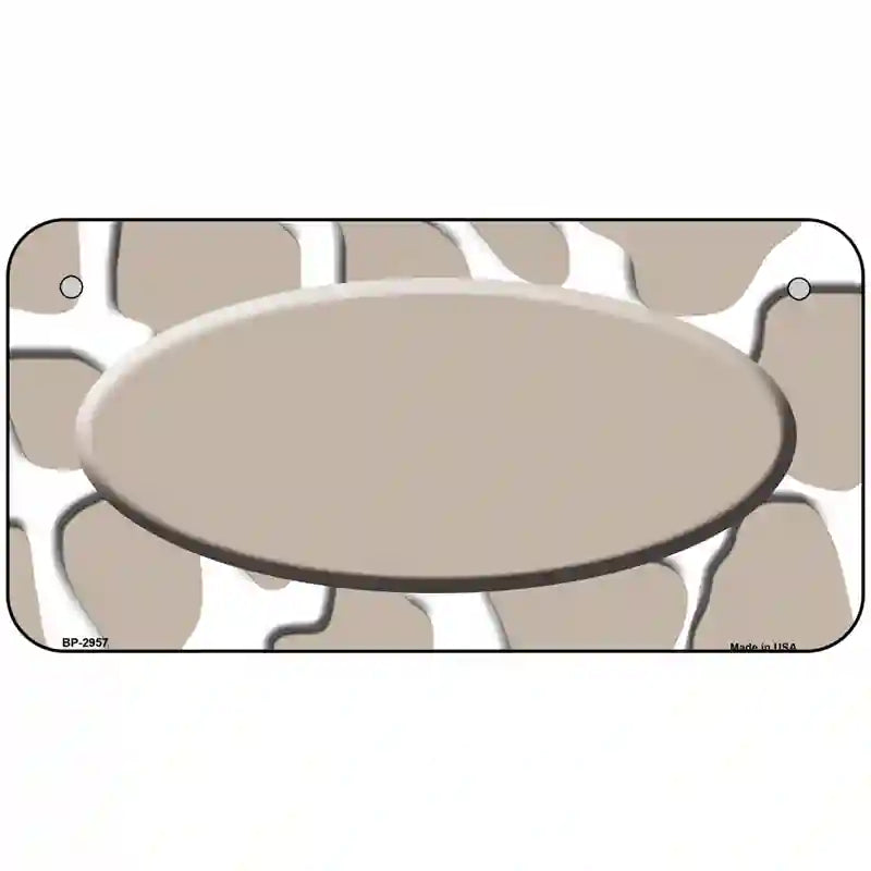 Tan White Giraffe Tan Center Oval Metal Novelty License Plate 6" x 3" (BP)