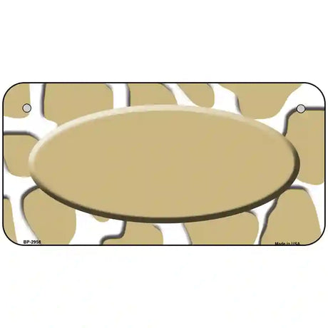 Gold White Giraffe Gold Center Oval Metal Novelty License Plate 6" x 3" (BP)