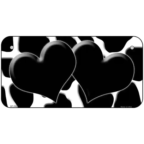 Black White Giraffe Black Centered Hearts Novelty License Plate 6" x 3" (BP)