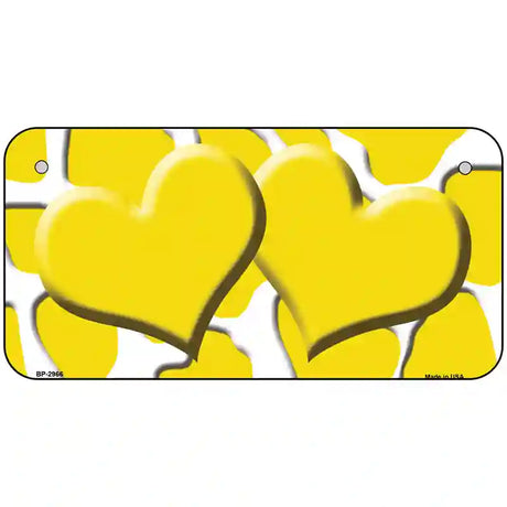 Yellow White Giraffe Yellow Centered Hearts Novelty License Plate 6" x 3" (BP)