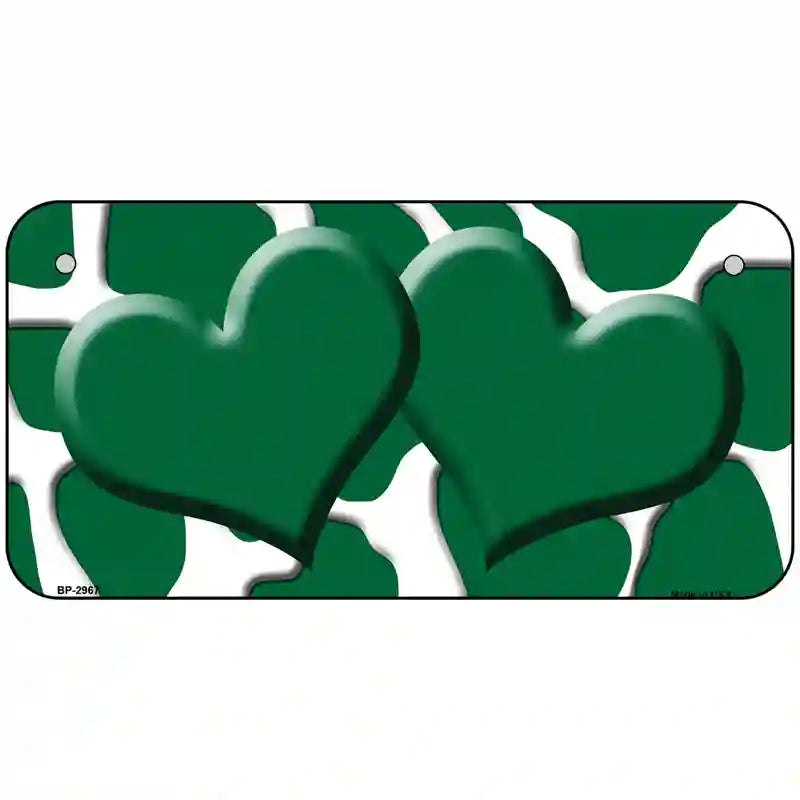 Green White Giraffe Green Centered Hearts Novelty License Plate 6" x 3" (BP)