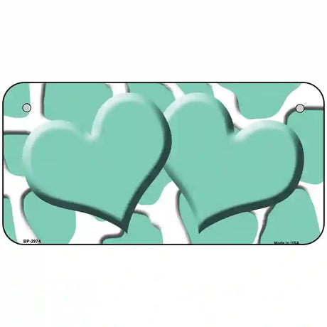 Mint White Giraffe Mint Centered Hearts Novelty License Plate 6" x 3" (BP)