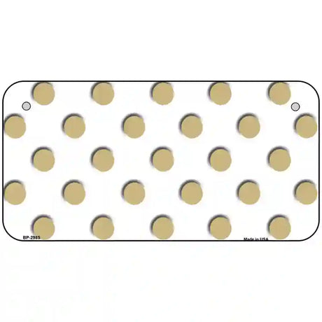 Gold White Polka Dot Metal Novelty License Plate 6" x 3" (BP)