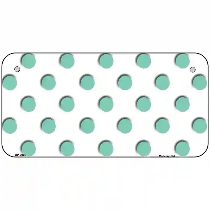 Mint White Polka Dot Metal Novelty License Plate 6" x 3" (BP)