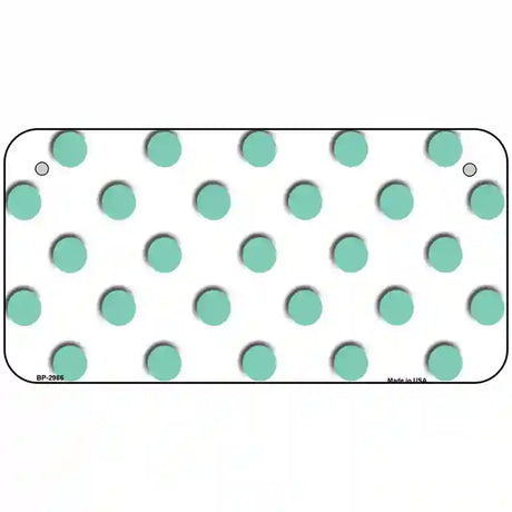 Mint White Polka Dot Metal Novelty License Plate 6" x 3" (BP)