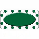 Green White Polka Dot Green Center Oval Metal Novelty License Plate 6" x 3" (BP)