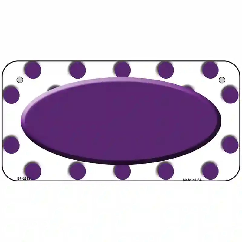 Purple White Polka Dot Purple Center Oval Metal Novelty License Plate 6" x 3" (BP)