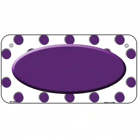 Purple White Polka Dot Purple Center Oval Metal Novelty License Plate 6" x 3" (BP)