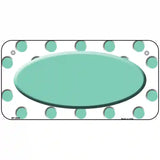 Mint White Polka Dot Teal Center Oval Metal Novelty License Plate 6" x 3" (BP)