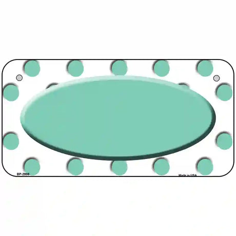 Mint White Polka Dot Teal Center Oval Metal Novelty License Plate 6" x 3" (BP)