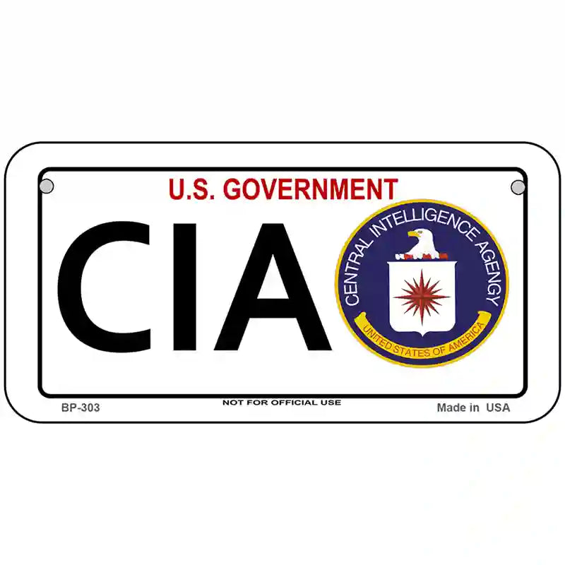 CIA Metal Novelty License Plate 6" x 3" (BP)