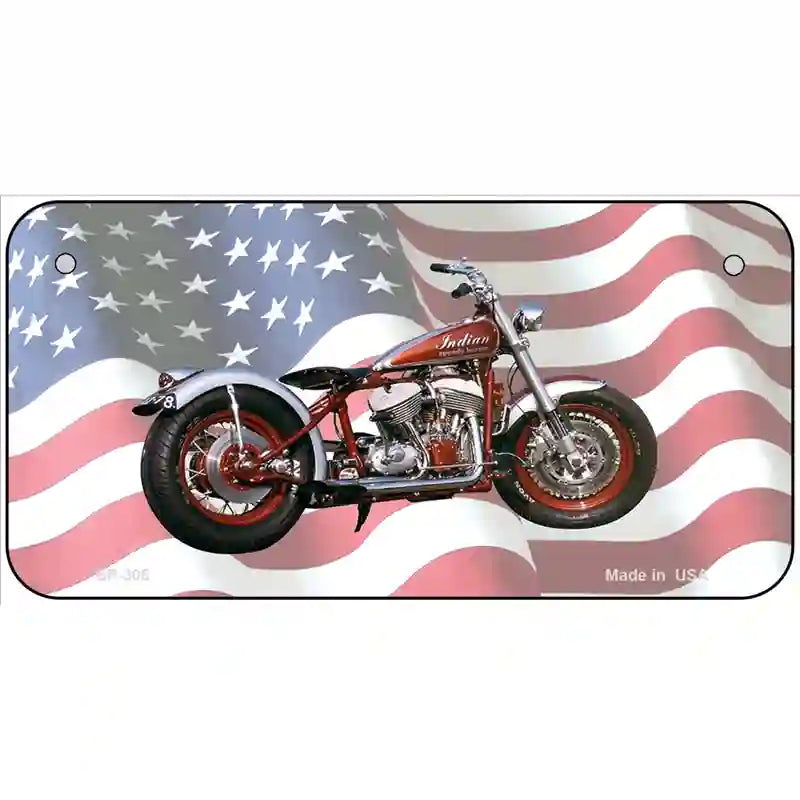 Indian Motorcycle American Flag Metal Novelty License Plate 6" x 3" (BP)