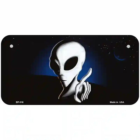 Space Alien Metal Novelty License Plate 6" x 3" (BP)