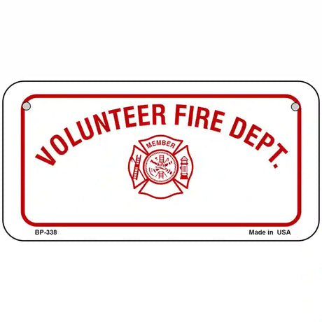 Volunteer Fire Department Metal Novelty License Plate 6" x 3" (BP)