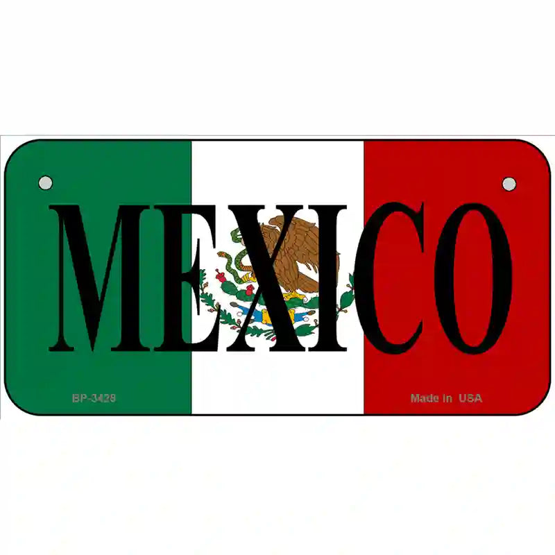 Mexico on Flag Metal Novelty License Plate 6" x 3" (BP)